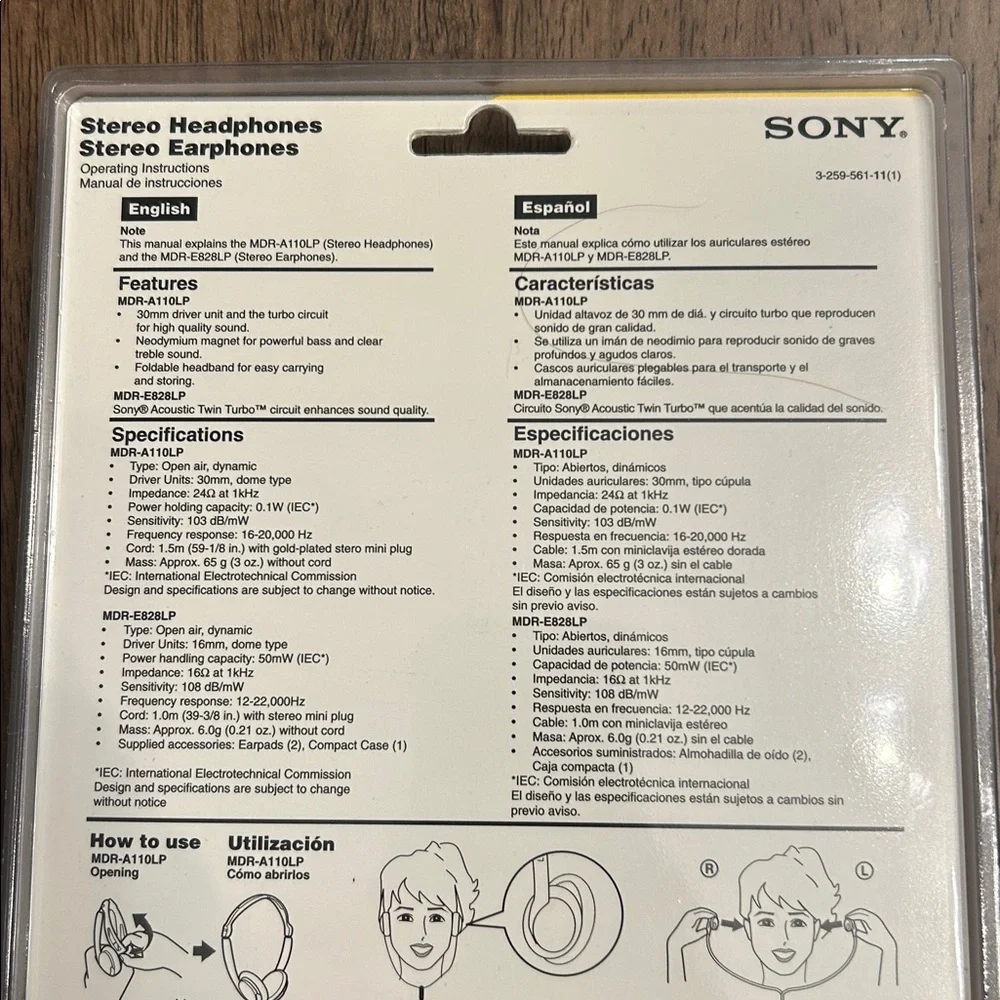 Sony MDR-RSPKG Combo value Pack MDR-A110LP Stereo Headphones and MDR-E828LP VTG